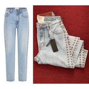 One Teaspoon Studded High Waist Awesome Baggies Denim Jeans | Ocean | size 25